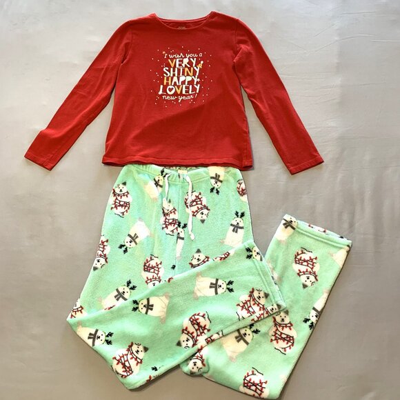 Kiabi Other - Holiday Themed Girls Winter Set Fleece Snowman Pants Size XS New Year Shirt 12
